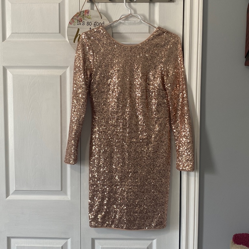 Rose gold sequin dress